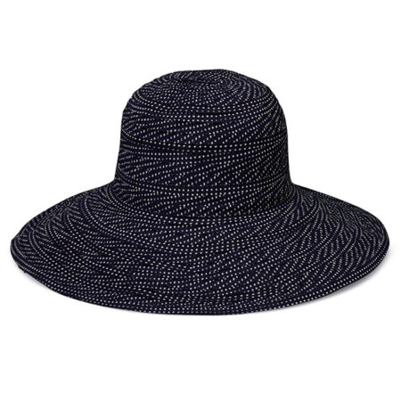 [877824005043] SCRUNCHIE HAT BLACK/WHITE DOTS FPS 50+
